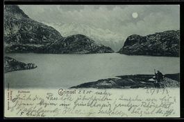 Mondschein-AK Grimsel /Todtensee, Seeblick im Vollmondlicht