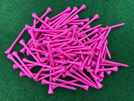 100 Golftees 70mm Holz,  „deep pink“