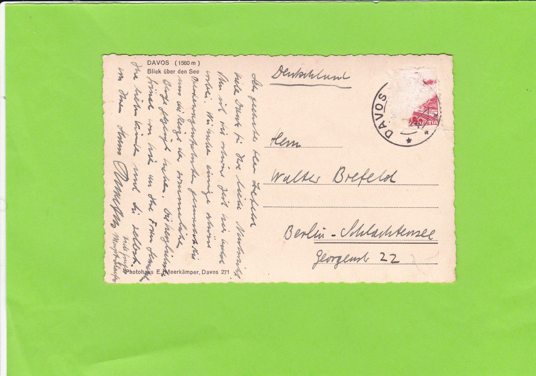 Cartoline postali: Davos, Blick über den See – Usato da St. Peterzell venduto da neckertal 1