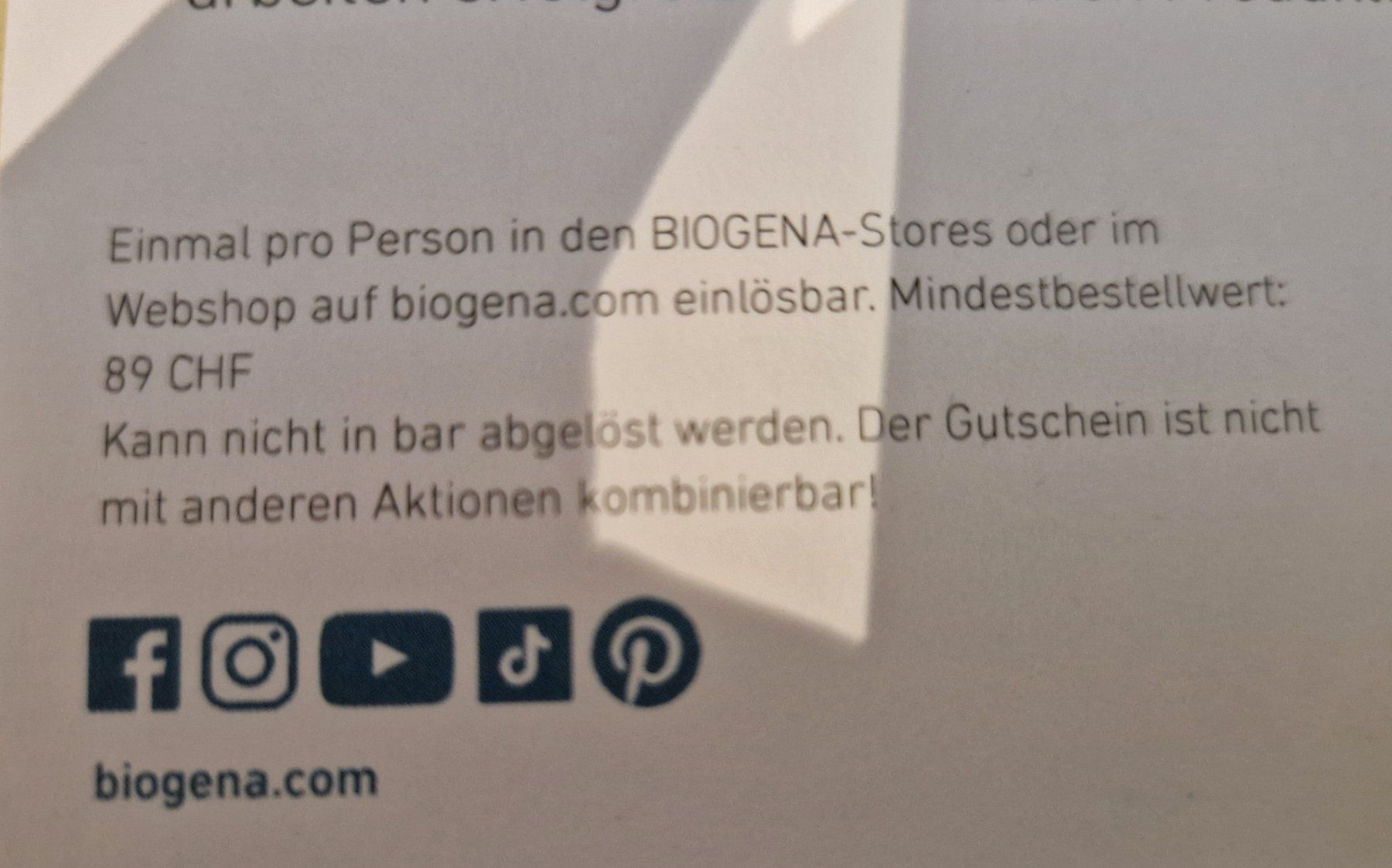 Bons: Gutschein Biogena – Neuf (Voir description) à Wetzikon ZH par marcfabian 1