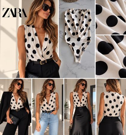 ZARA eleganter Body mit Polka Dots – Gr. S