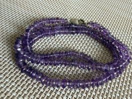 Amethyst Kette mit Silber Verschluss 925