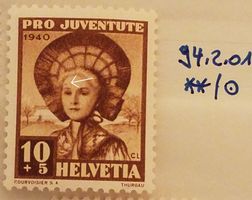 ABJ45) 94.2.01, Abart Strich über Auge postfrisch