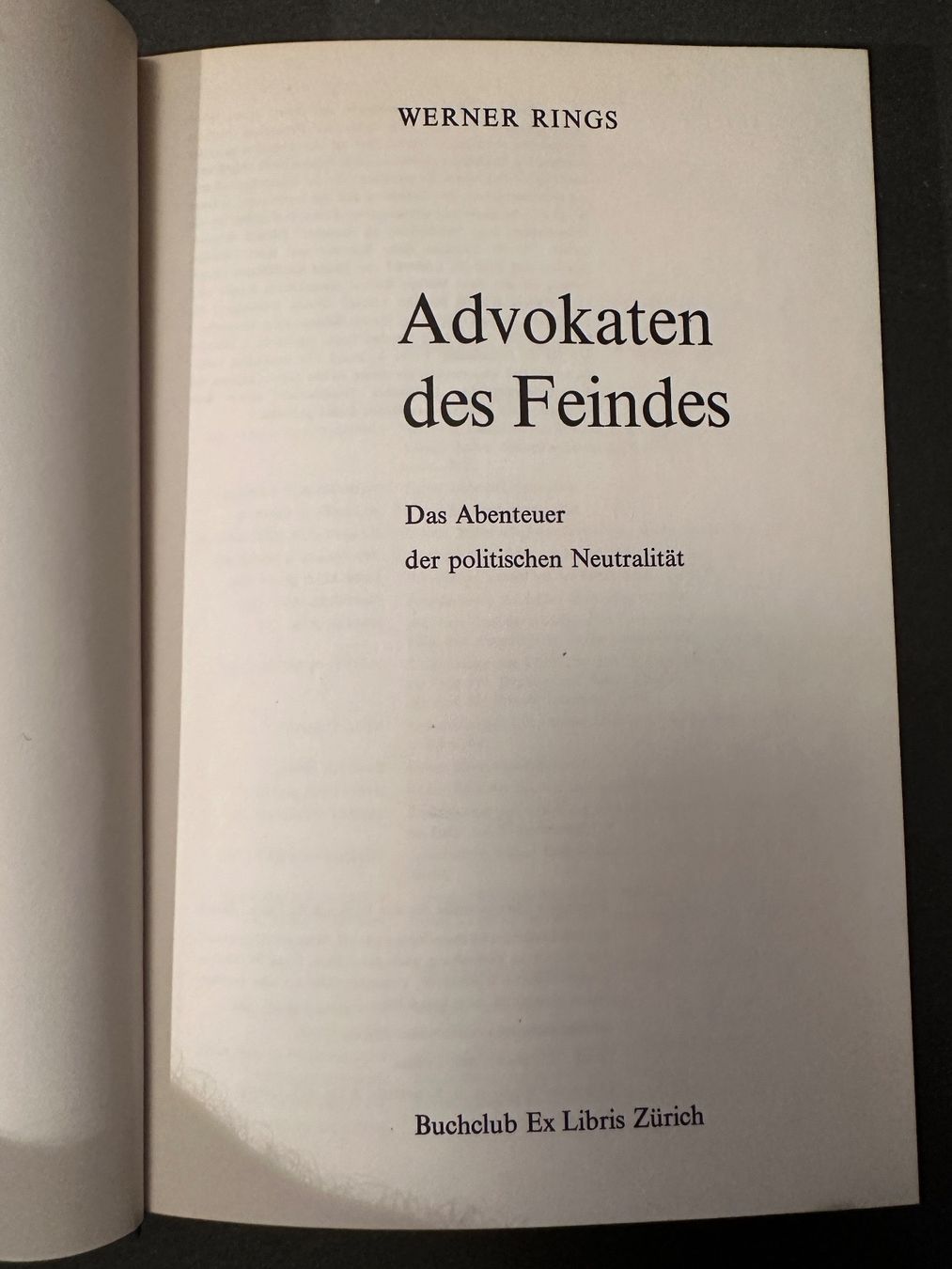 Libri: Werner Rings: Advokaten des Feindes – Usato da Zürich venduto da allp 1