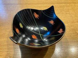 Vintage Keramikschale, schwarz gold