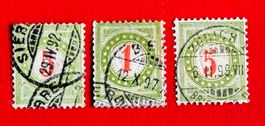 PORTOMARKE R T II VOLLSTEMPEL SIERRE BERN ZÜRICH 1892 -1898