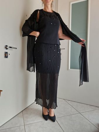 Abito da Sera Nero con Paillettes e Stola👗✨ tg 44 I (40 CH)