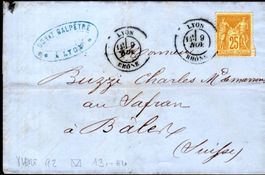 FALTBRIEF VON LYON NACH BASEL 1879 SAUBER GESTEMPELT - EE12