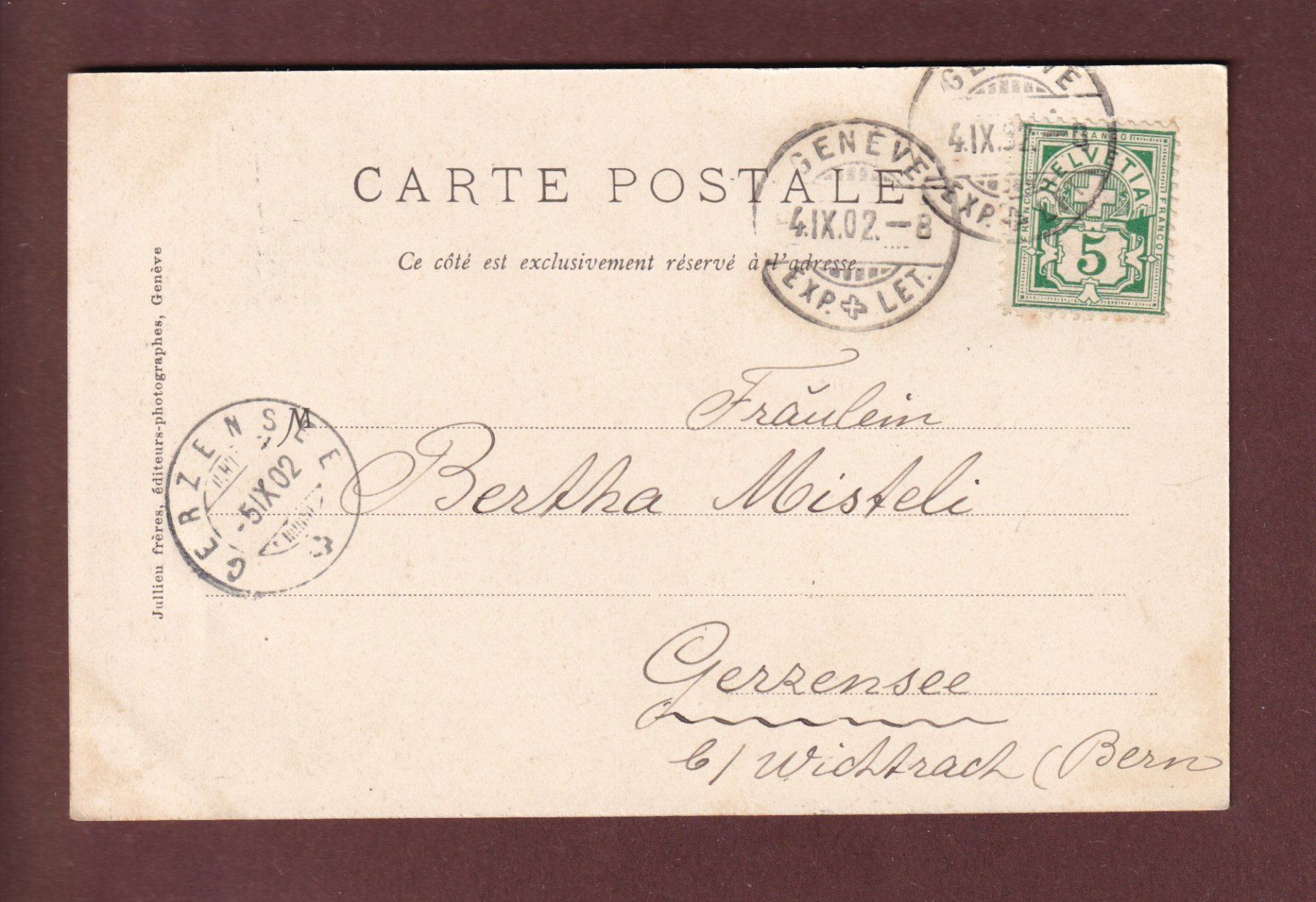 Ansichtskarten: GENEVE - Le Port - 1902 – Gebraucht aus Pully von nicecards 1