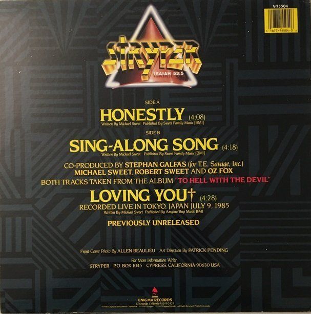 Dischi in vinile: Stryper - Honestly (Maxi-Single) – Usato da Grüningen venduto da azulvinyl 1