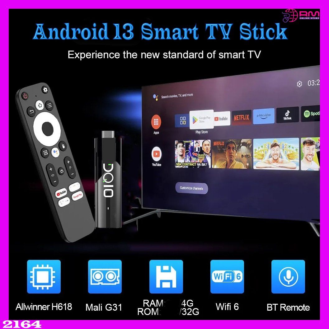 Lettore multimediale & Streamer: Android 13 Smart TV Stick Allwinner H618 Quad Core – Nuovo e nell'imballaggio originale da Unterägeri venduto da RmOnline