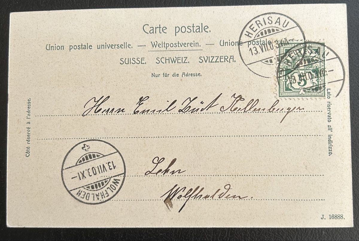 Cartoline postali: AK Herisau 1903 – Usato da Horw venduto da Tellbub 1