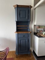 Superbe vaisselier/buffet 2 corps relooke bleu gris et bois