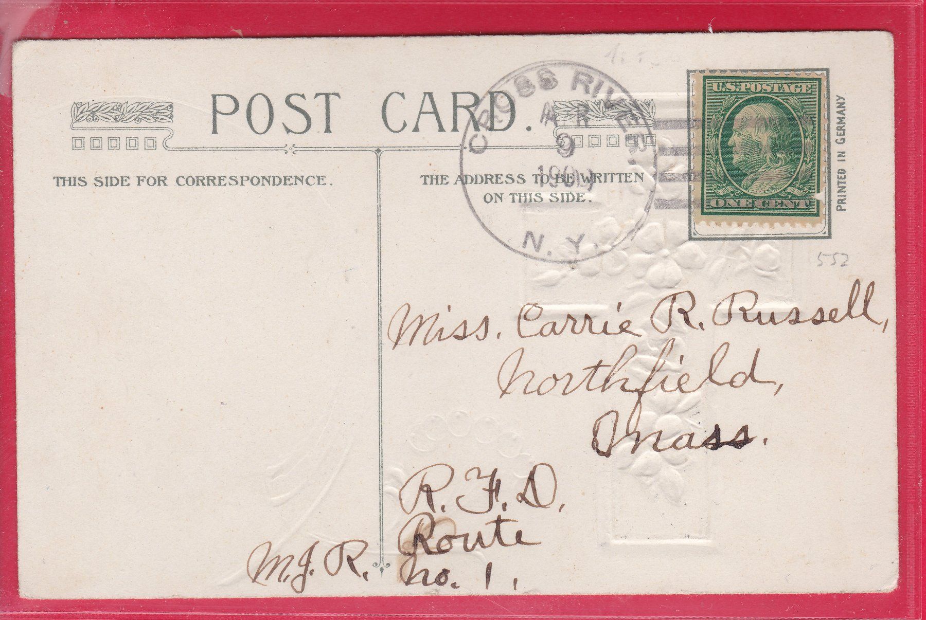 Cartoline postali: PRÄGEKARTE, A PEACEFUL EASTER, 9.4.1909 – Usato da Oberrieden venduto da Gebirgsstelze 1