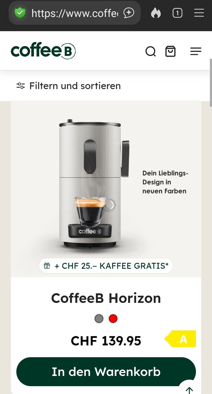 Coffee B Macchine per caffè & Macchine per espresso: Kaffeemaschine coffee b  – Nuovo e nell'imballaggio originale da Oberkirch LU venduto da LU2866