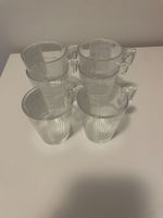 6er Set Glas Tassen, gerippt