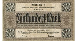 Bautzen 500 Mark Reihe A 15.10.1922 VZ+-VZ++