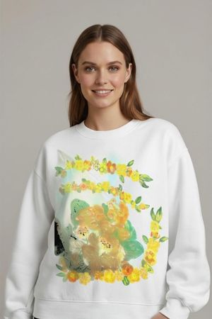 GITANO Weißes T-Shirt mit bunter Blumenstickerei