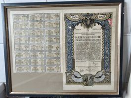 Kriegsanleihe 2 tausend Krone 1914 mit Koupon