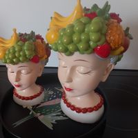 Summer time: Zwei Frucht Gemüse Kopf Büsten m. Plateau / neu
