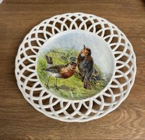 Vintage-Dekorteller mit Vogelmotiv, Porzellan, selten!