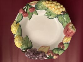 Vintage Fussschale aus Keramik Obst-Dekor