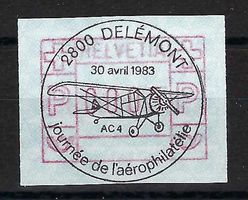 1983, AUTOMATENMARKE, VOLL-0 JOURNEE AEROPHILATELIE DELÉMONT