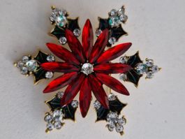 Elegante Weihnachtsbrosche Schneestern, goldfarben