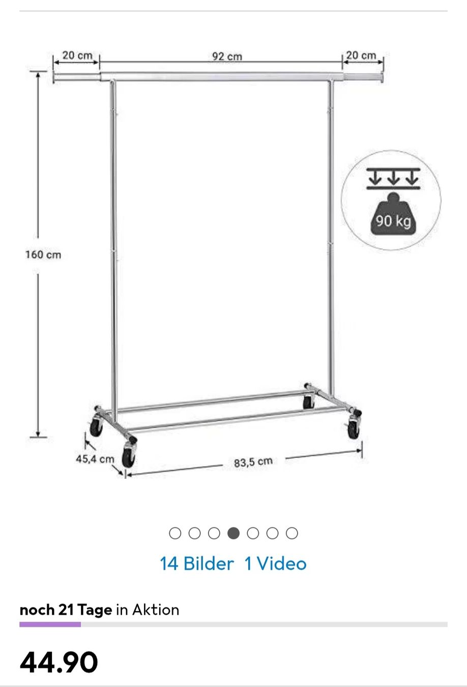 Porte manteau: Stabiler Kleiderständer Songmics Hangy mit Rollen – D'occasion à Niederhasli par 8155irae 1
