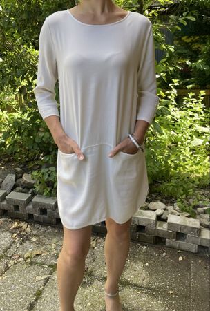 Vestito estivo bianco tg. M/L👌viscosa leggero, manica 3/4, 