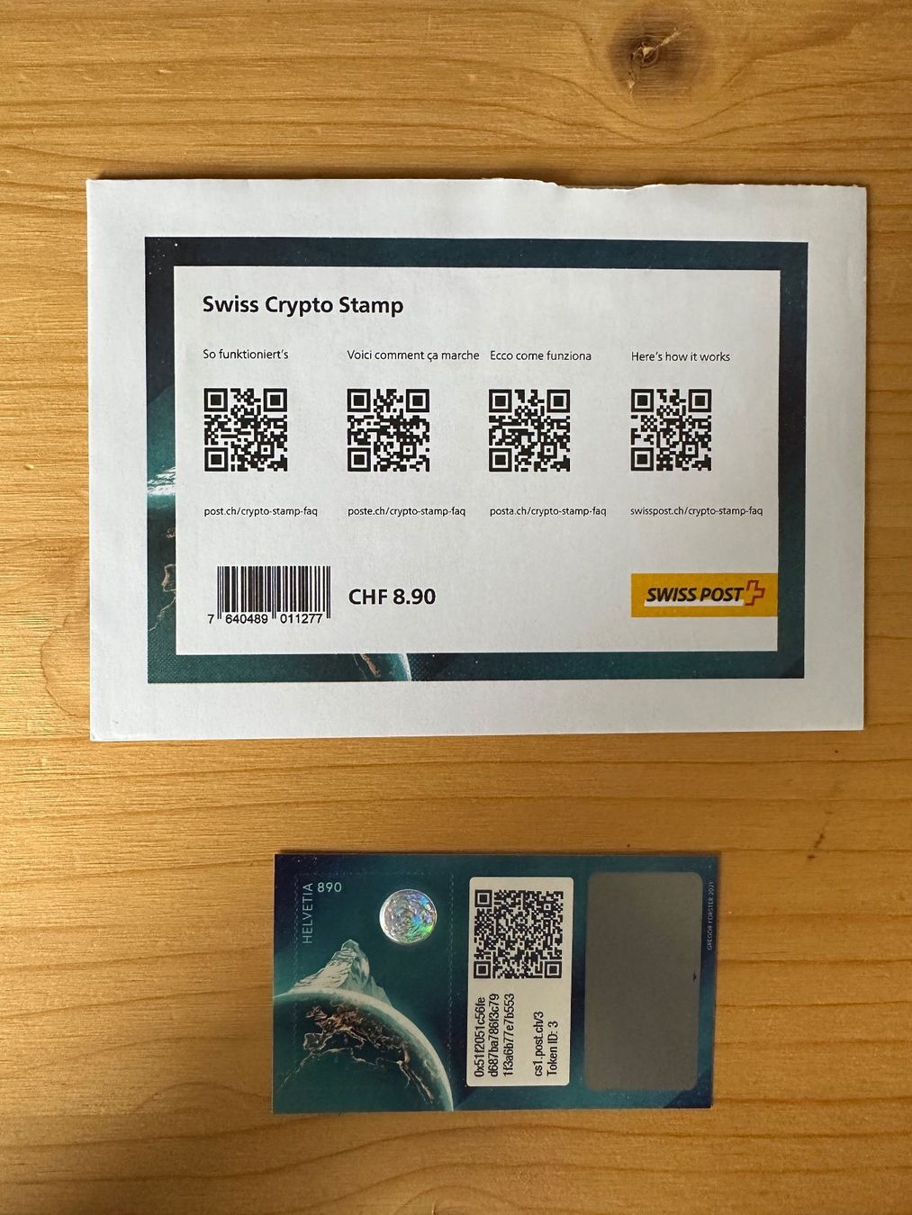 Tutti i francobolli: Swiss Crypto Stamp ID: 3, Piz Bernina – Nuovo (secondo la descrizione) da Meggen venduto da Head_automatica