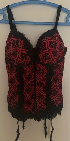 Corsage rot/schwarz, L/XL