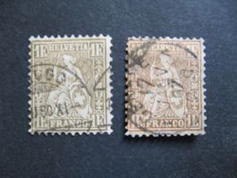 Sitzende Helvetia 36 und 36a goldbronce