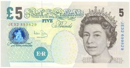 England Grossbritannien 5 Pounds P391c Queen Elizabeth II