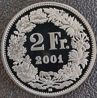 2 Franken 2001 pp / aus Münzsatz  / in einer Münzkapsel