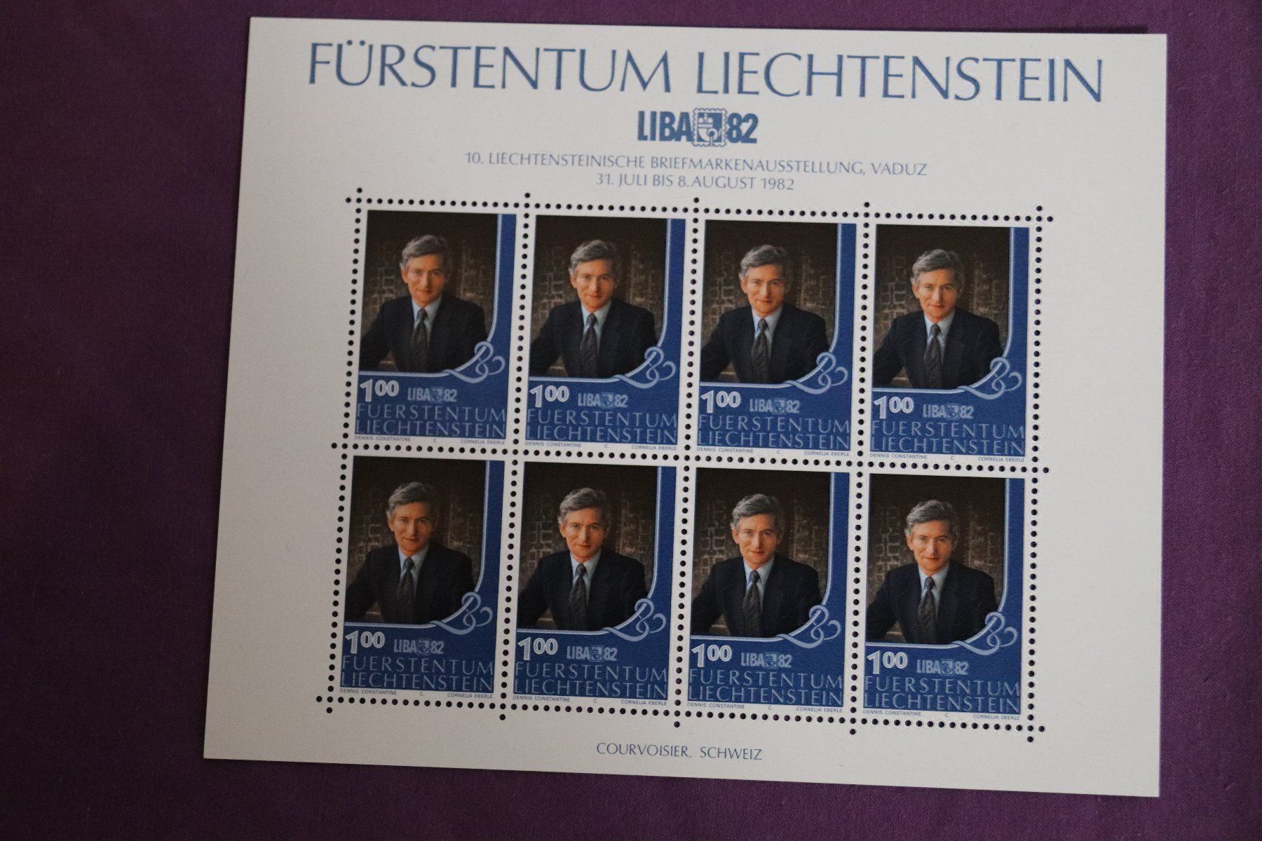 Alle Briefmarken: Lichtenstein, 1982 Sondermarken Liba  82,   4 Bögen – Gebraucht aus Zug von Kunst-Fundgrube 1