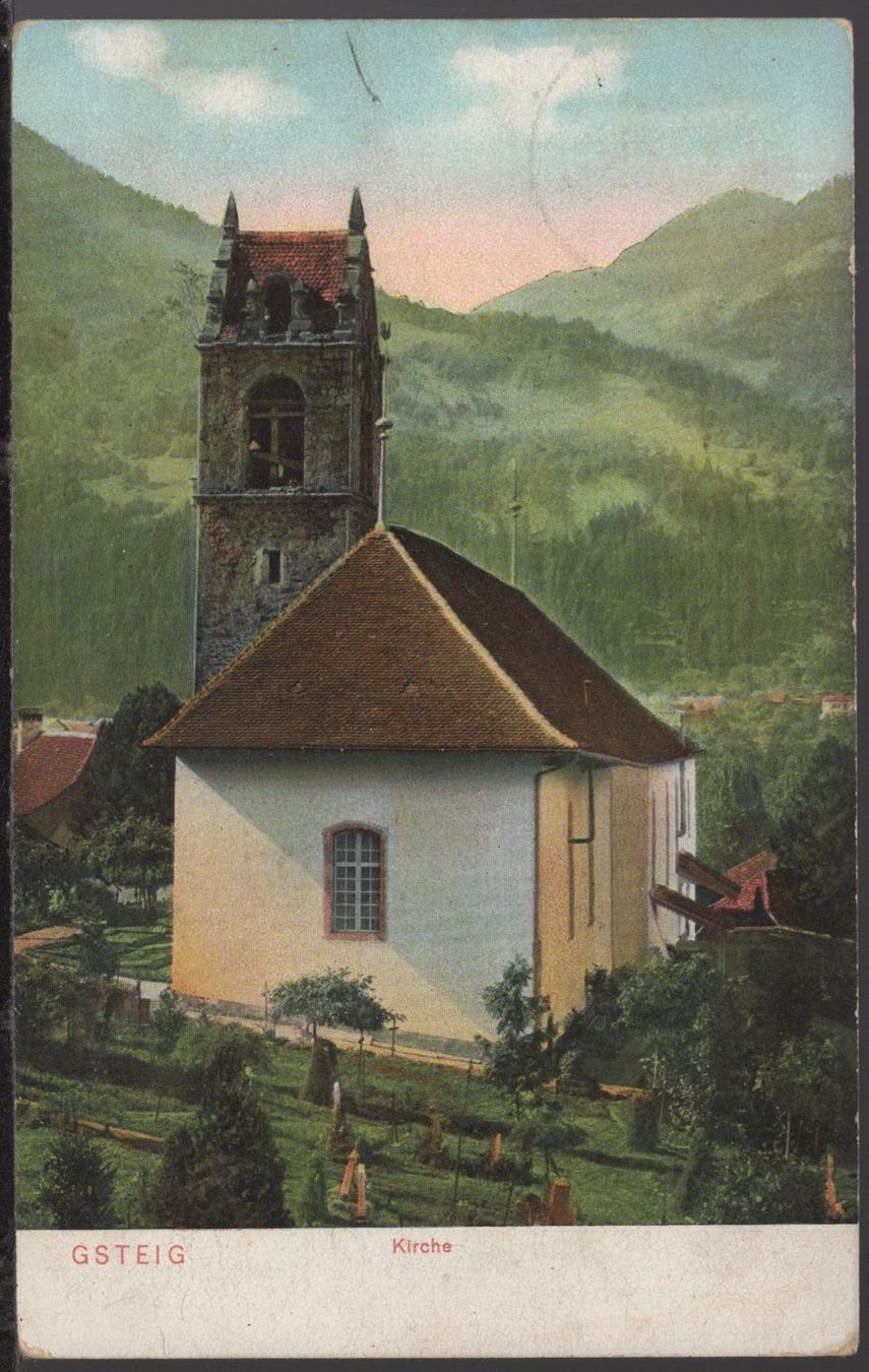 Cartoline postali: Gsteig - WILDERSWIL - Kirche  1912 – Usato da Aarau venduto da kufi44