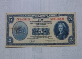 Ned. Indien ++ 5 Gulden 2. Maart 1943