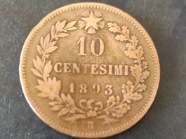 10 Centrsimi 1893R Umberto I Italie
