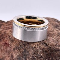 Edelstahl Ring mit Zirkonia Steinen, bicolor, Gr.56