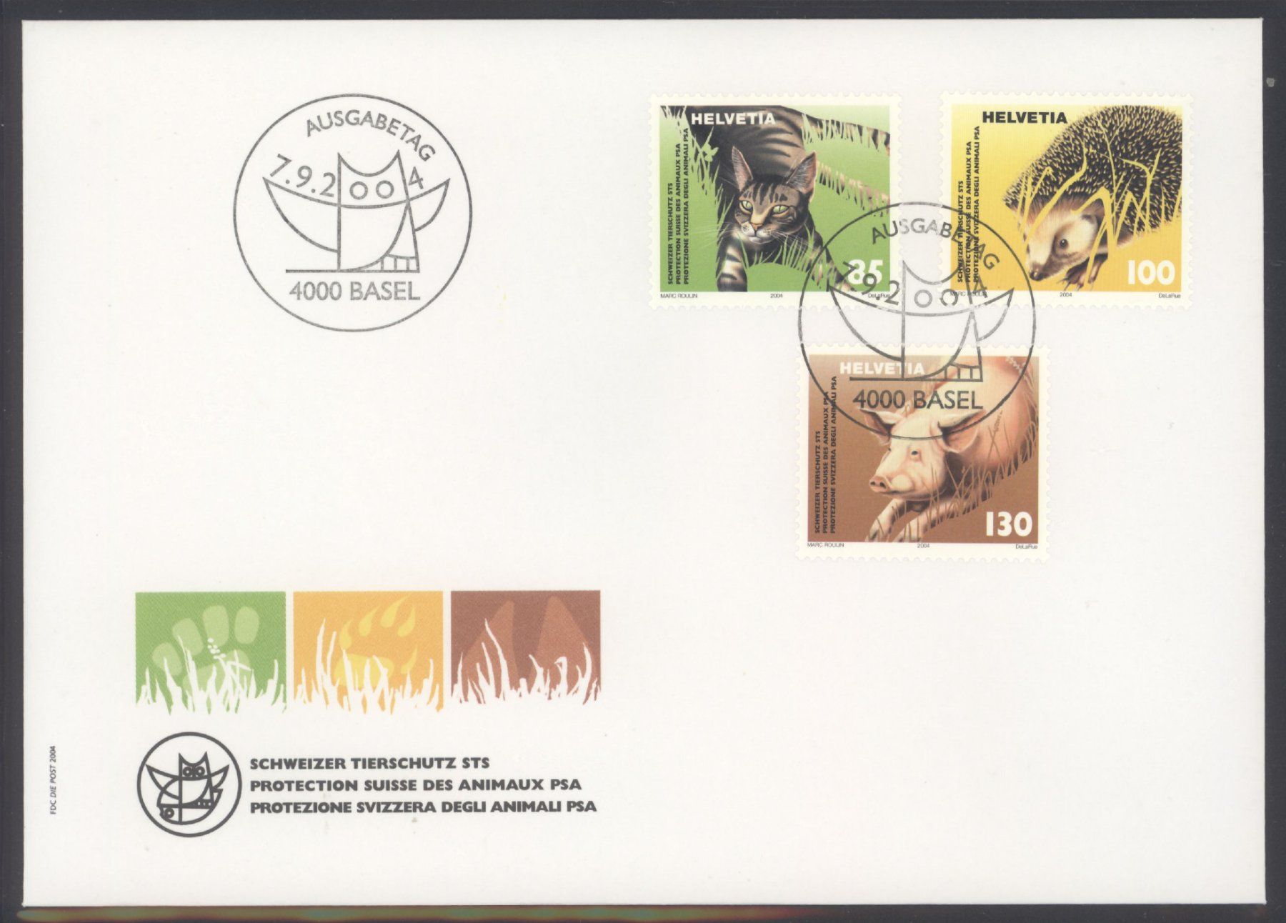 Tutti i francobolli: 2004, FDC, Sondermarken Schweizer Tierschutz STS – Usato da Willisau venduto da Vollstempel