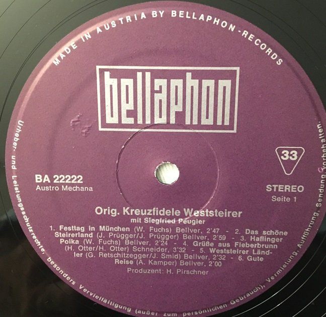Schallplatten: Original Kreuzfidele Weststeirer (LP) – Gebraucht aus Grüningen von azulmarron 2