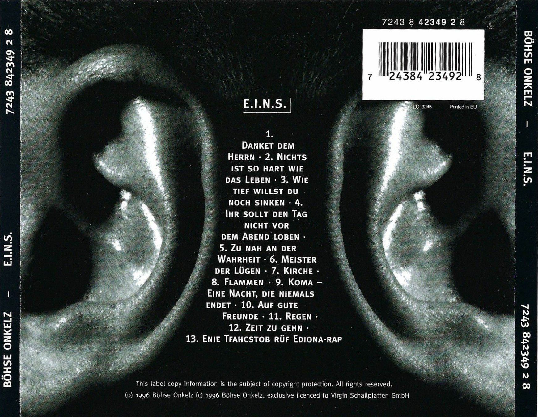 CD: CD: BÖHSE ONKELZ - E.I.N.S. – Usato da Rotkreuz venduto da groeli69 1