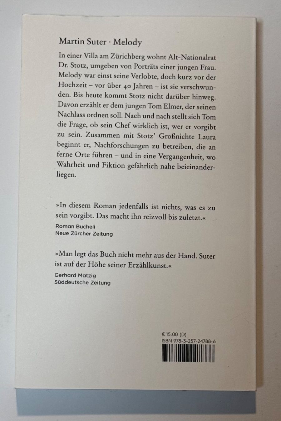 Libri: Melody | Martin Suter – Usato da Rapperswil SG venduto da Maria_________ 1