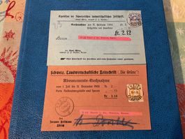 2 Nachnahmen mit 12Rp. frankiert je Vollstempel