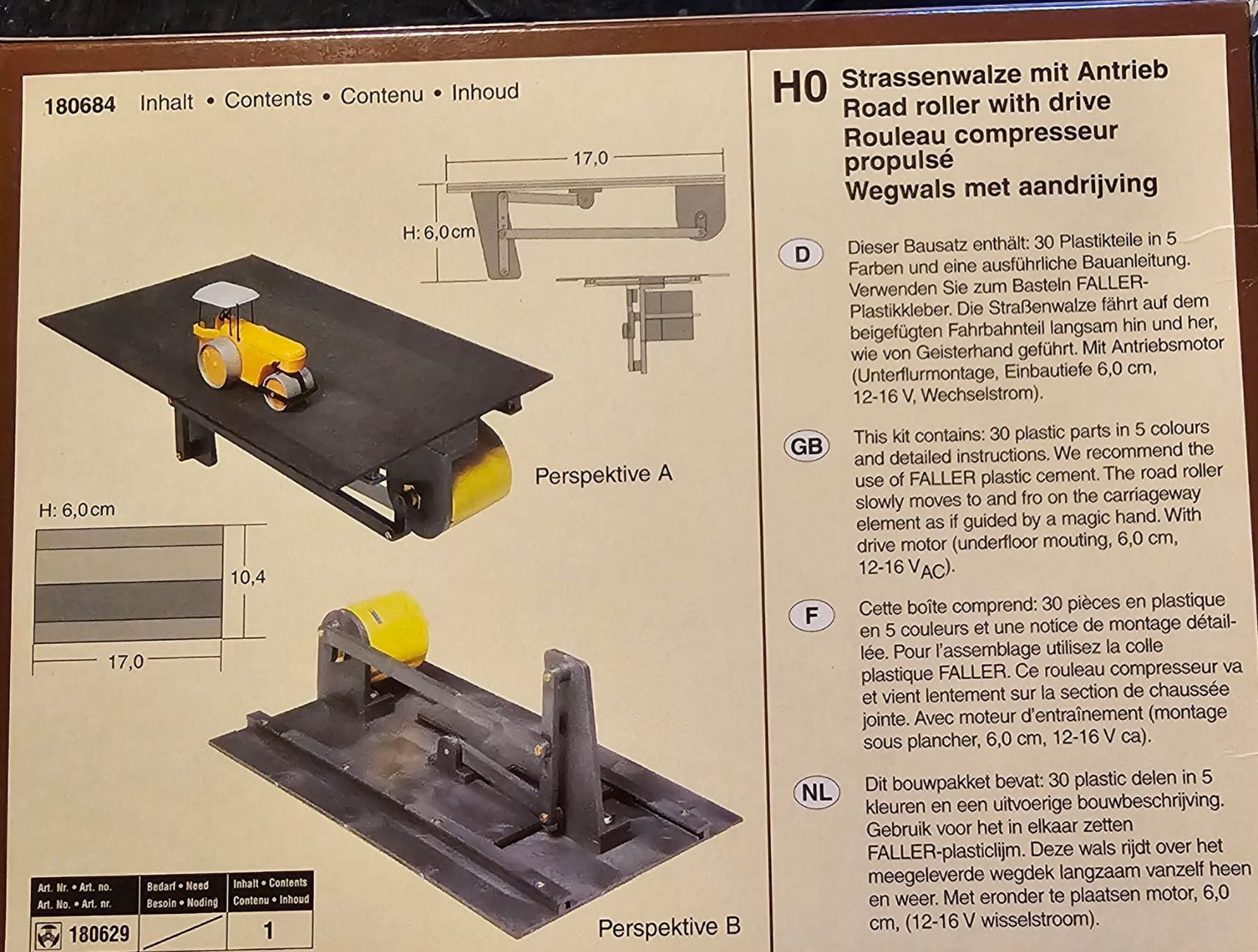 Faller Modellini di ferrovie: Faller Strassenwalze mit Antrieb – Nuovo e nell'imballaggio originale da Siblingen venduto da Alpina8 2