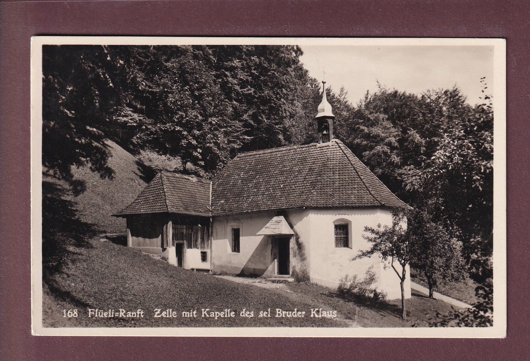 Cartoline postali: FLÜELI-RANFT - Zelle mit Kapelle - 1935 – Usato da Pully venduto da nicecards