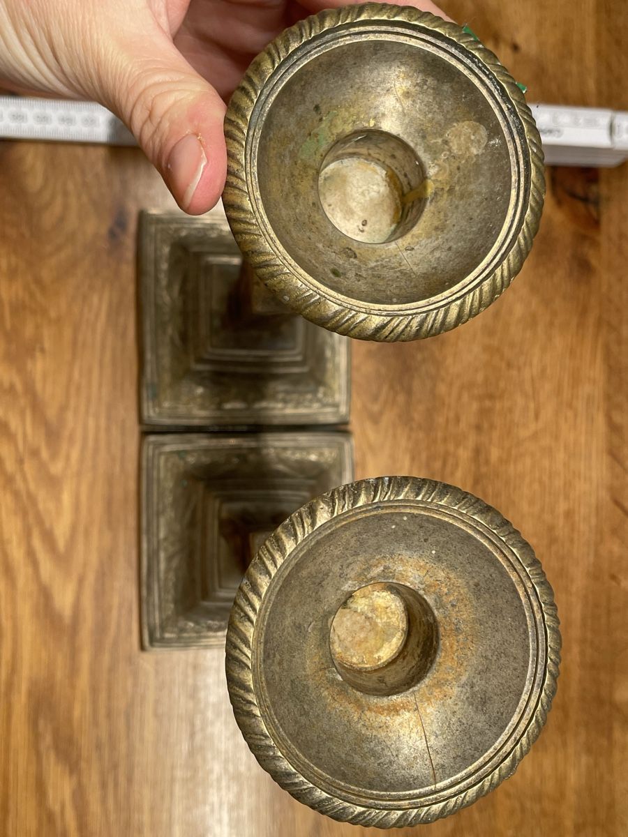 Bougeoirs: 2x Kerzenständer, antik Messing oder Bronze – D'occasion à Niederbüren par poschti 3