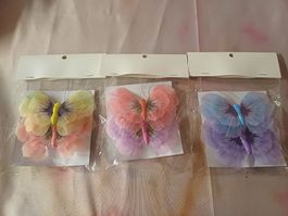 neu: 6x bunte Schmetterlinge Deko mit Clips