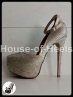 Escarpins Steve Madden 36 talon 15cm plateau 4cm strass beig